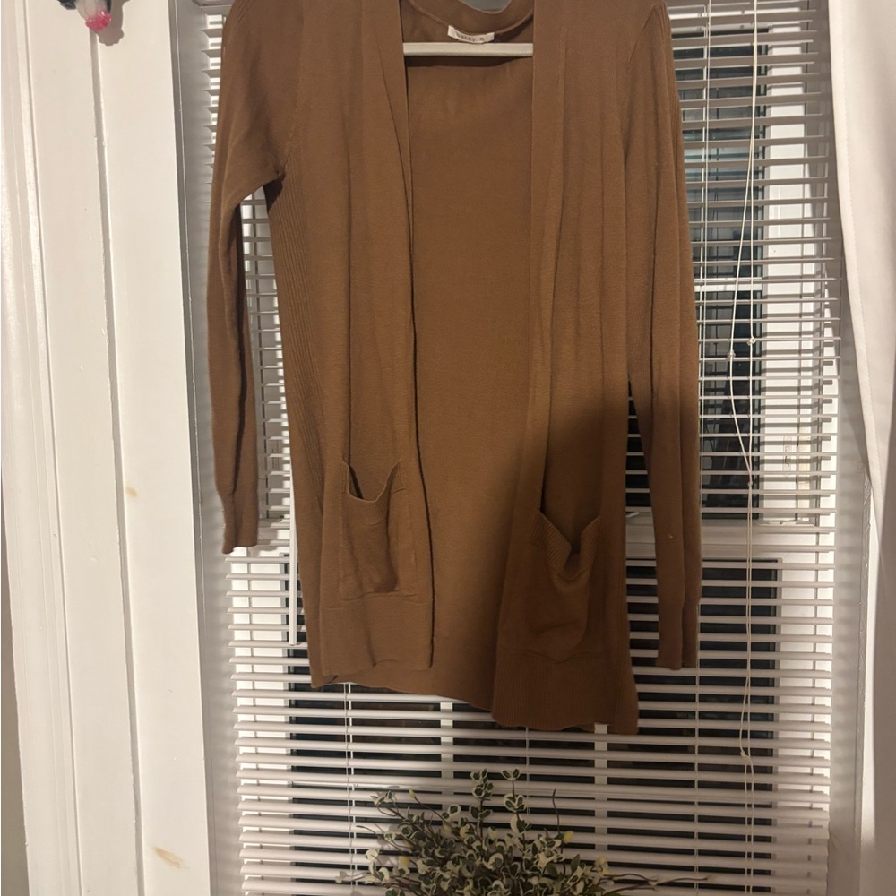 Matty M Brown Open Front Cardigan Sweater